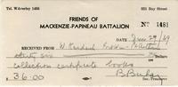 Friends of Mackenzie-Papineau Battalion Receipts thumbnail